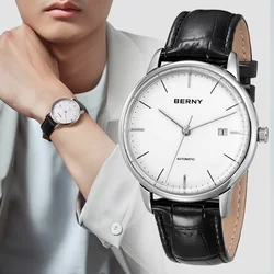 BERNY Automatic Watches for Men Mechanical Luxury Man Watch MIYOTA 9015 Date Minimalistic Wristwatch Male Clock 5ATM Waterproof