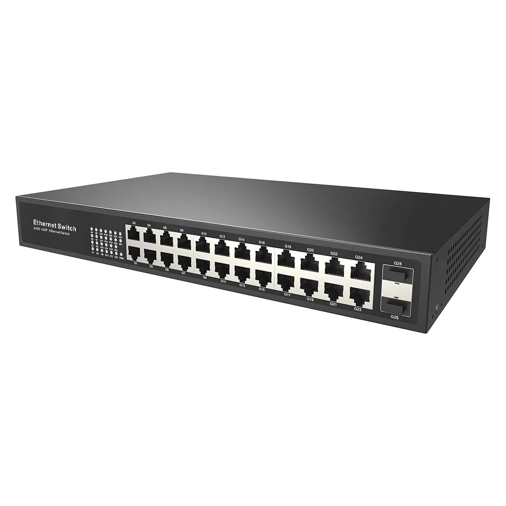 

16 Port Gigabit Network Switch with 2 SFP Fiber Uplink, Managed Rack Mount for Business Office