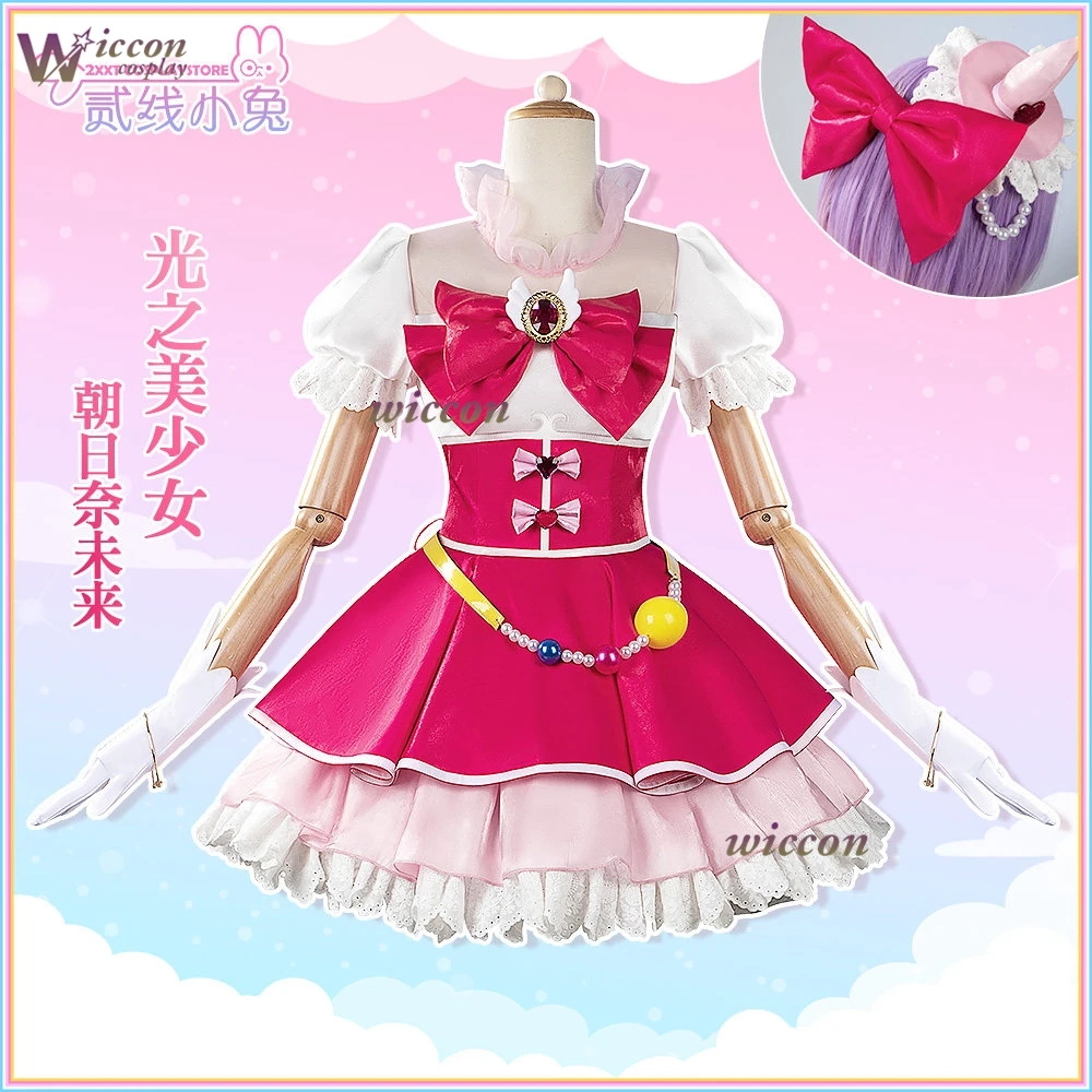 Cure Miracle Asahina Mirai Cosplay Costume Cos Pink kawaii Lolita dress Pretty Cure Haruka Cosplay Suit with Wig Shoes - view 2