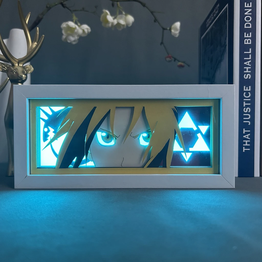 Anime Light Box de Fullmetal Alchemist, Edward Elric, Face Gamer Room Decoration, Manga Paper Cut, LED Night Lamp