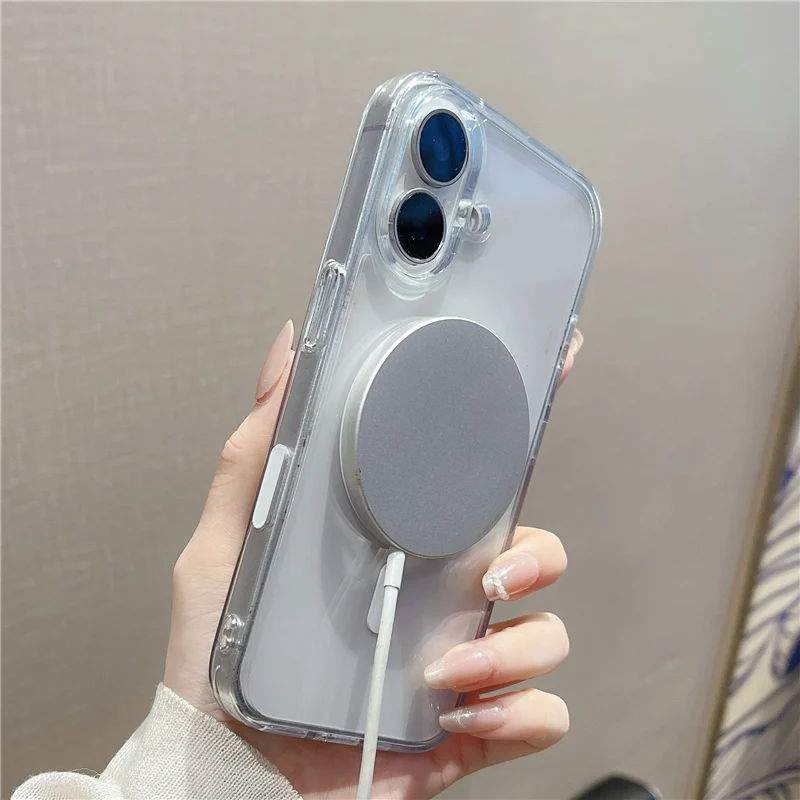Funda magnética Original para Magsafe con carga inalámbrica para iPhone 17 Air 16 15 14Pro Max, botón de cámara táctil, cubierta transparente a prueba de golpes