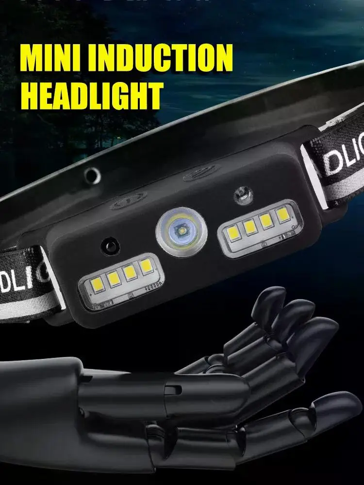 D5 Induction Headlamps Mini LED Charging Headlight Camping Flashlight Head-Mounted Strong Light Fishing Portable Head Torch Lamp