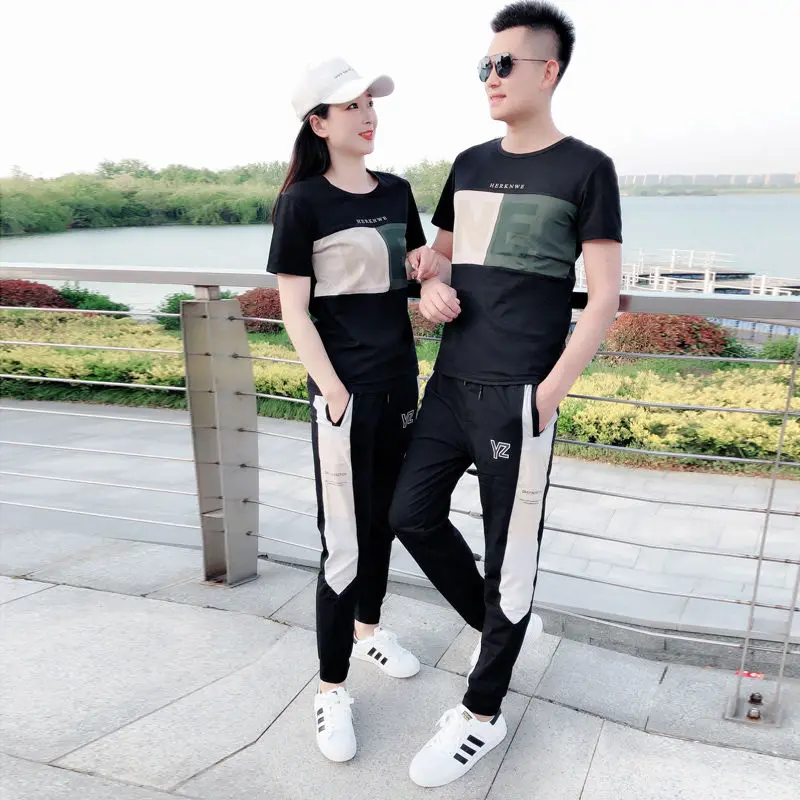 

Мужская футболка ort Sve round Ne Slim Fit Spor, повседневная одежда, корейский модный комплект из двух предметов для пар, летняя одежда