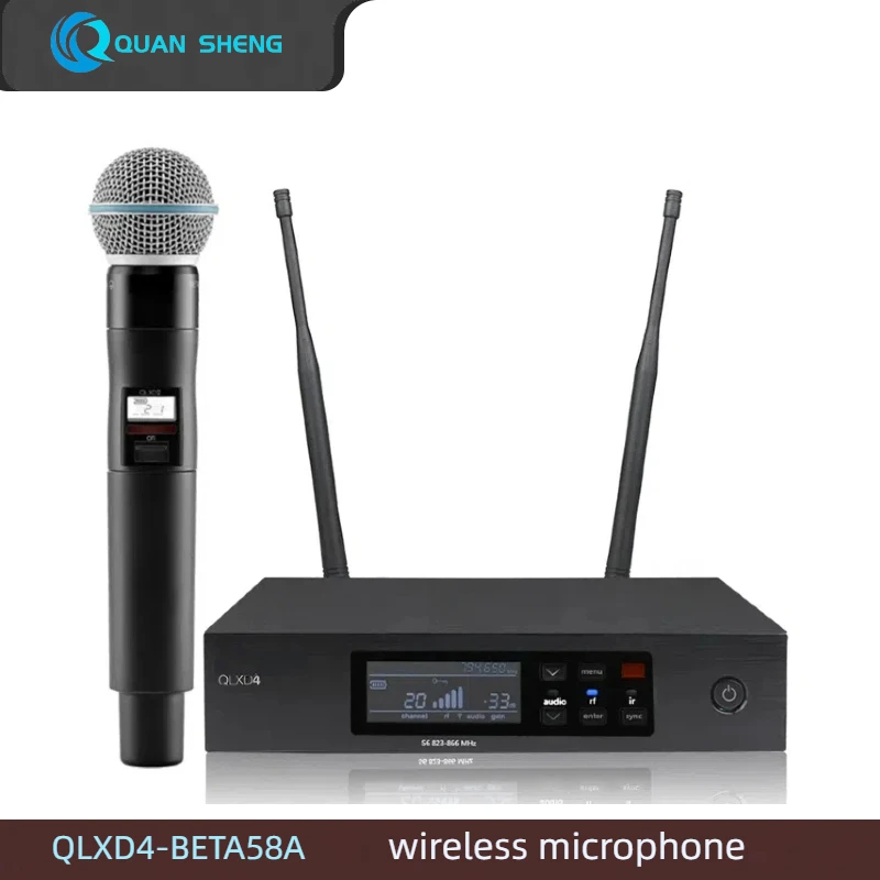 

QLXD4 BETA58 BETA58A 1 Channel wireless microphone system UHF TOP Quality metal QLXD4 Handheld MIC for karaoke Stage Performance