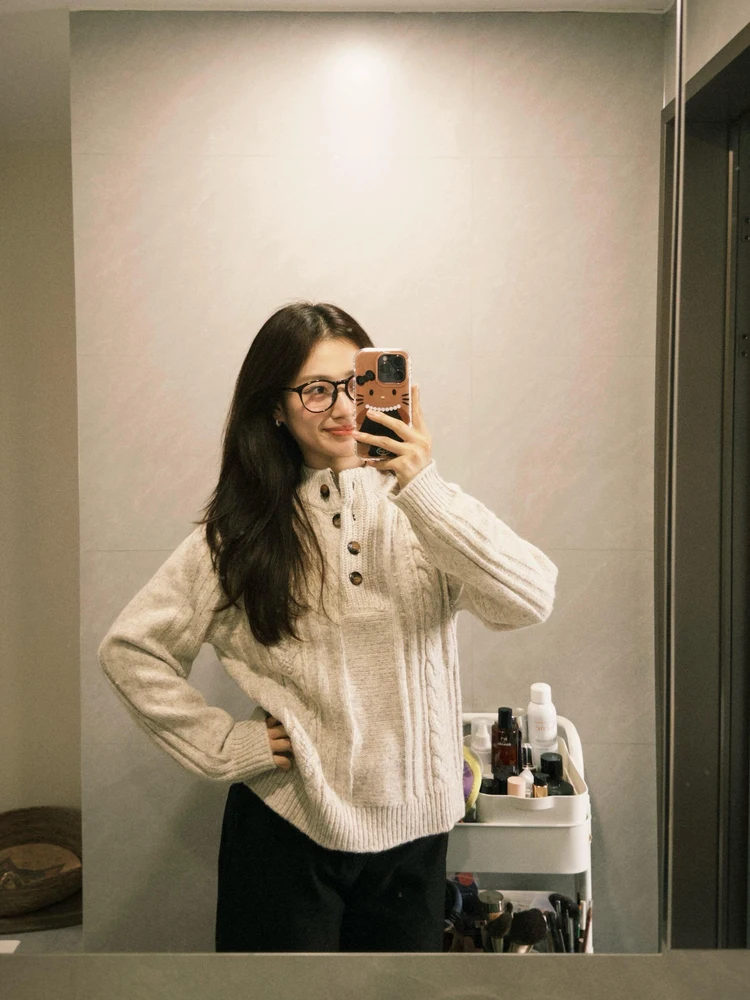 Dames verdikte gebreide trui Faion Lazy hoge kraag Overhead Twist herfst winter nieuwe Sle Premium Feeling top trendy