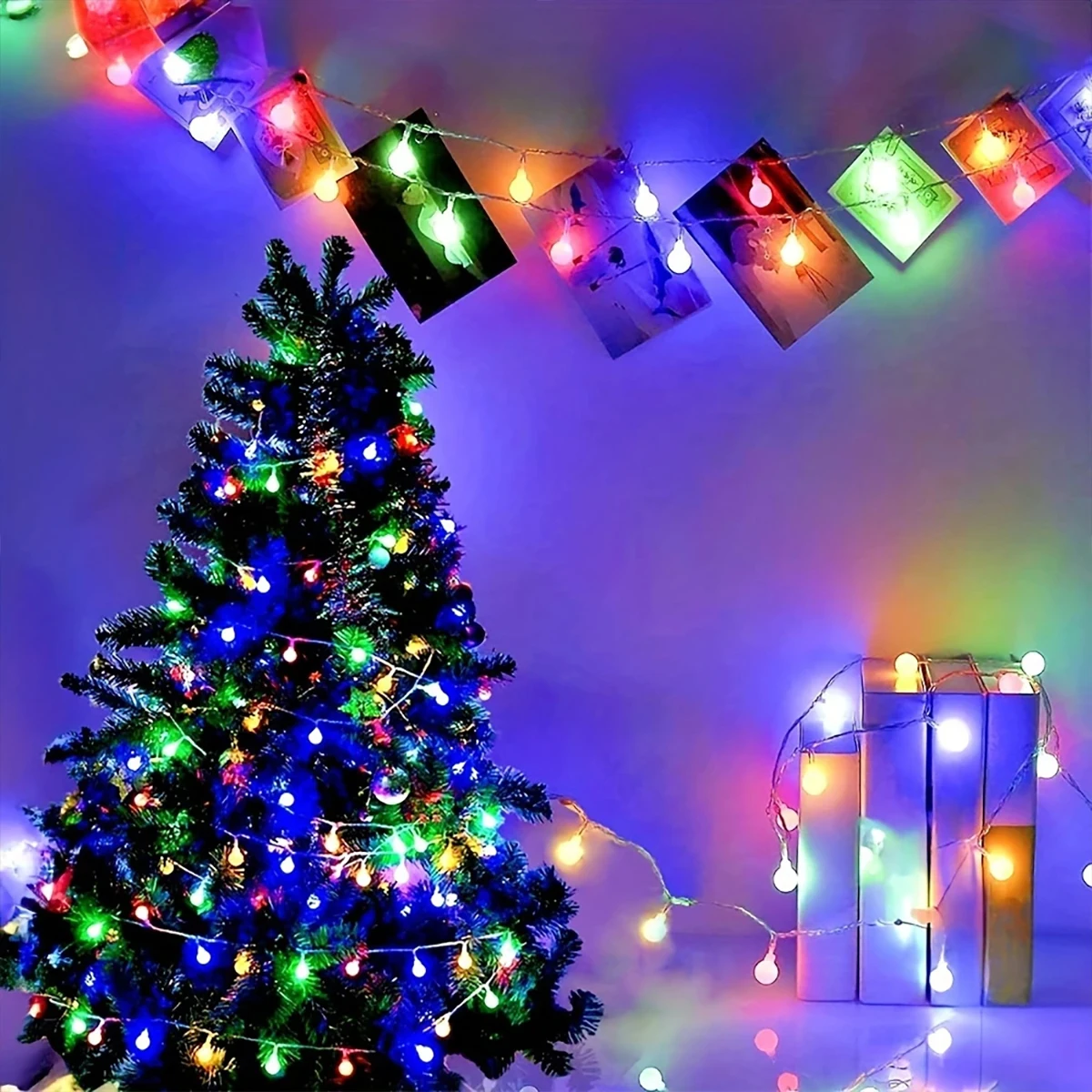 1pc 40LED frosted white ball color light string, white bubble light, suitable for camping, weddings, Christmas decoration