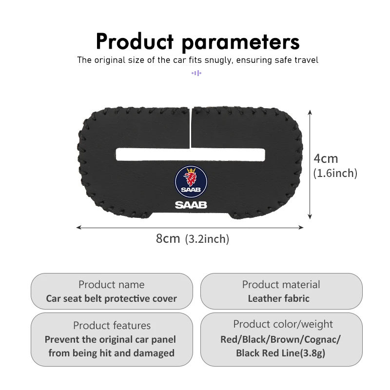Universal Car Seat Belt Buckle Clip Protector Anti-Scratch Cover For SAAB 9-4X 9-7X 9-3 9-5 9-2X 9-X 9000 900 600 99 97