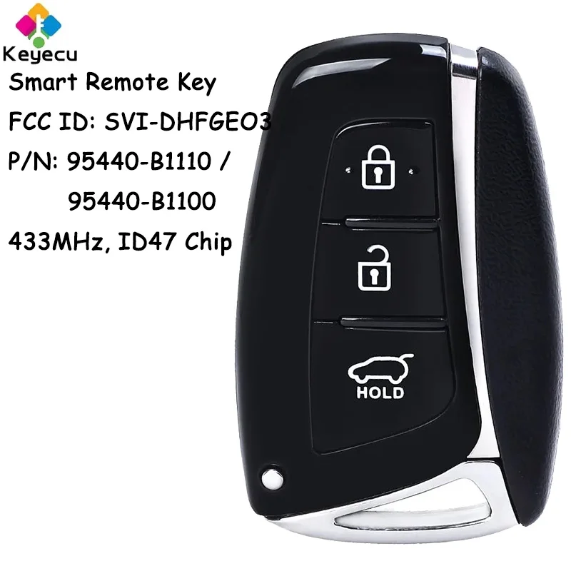 KEYECU Smart Remote Control Car Key With 3 Buttons for Hyundai Genesis Rohens 2014-2017 Fob 95440-B1110 95440-B1100 SVI-DHFGEO3