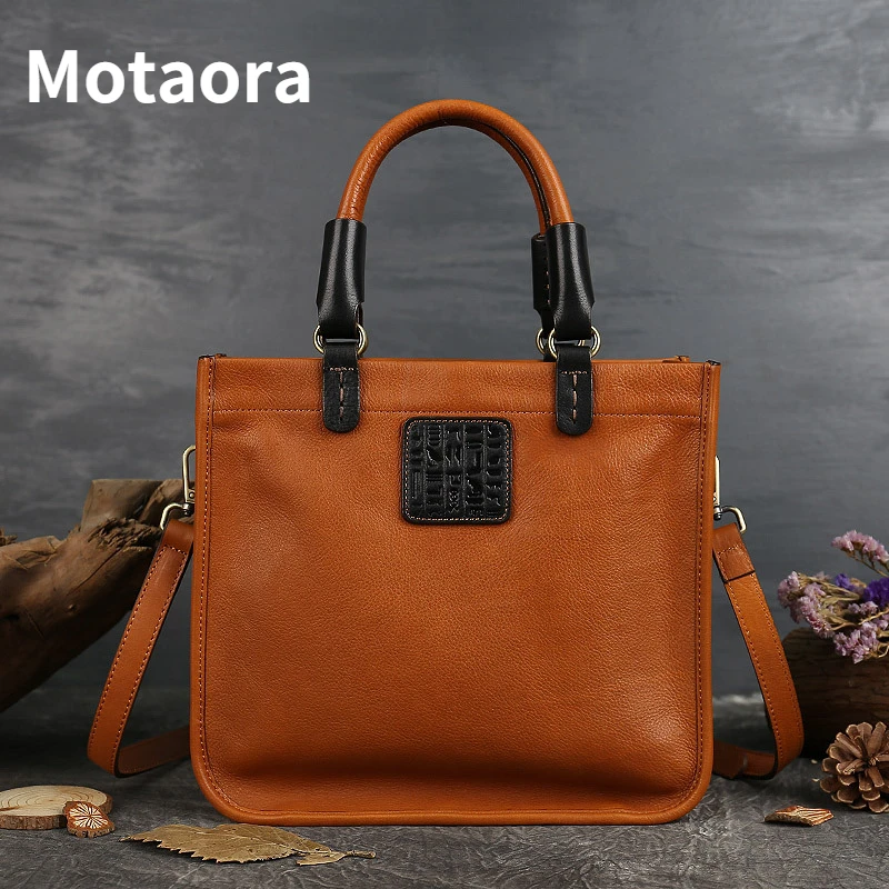 

MOTAORA Genuine Leather Handbag For Women Bags Designer Nature Cowhide Luxury Vintage Tote 2025 New High Quality Female Bag