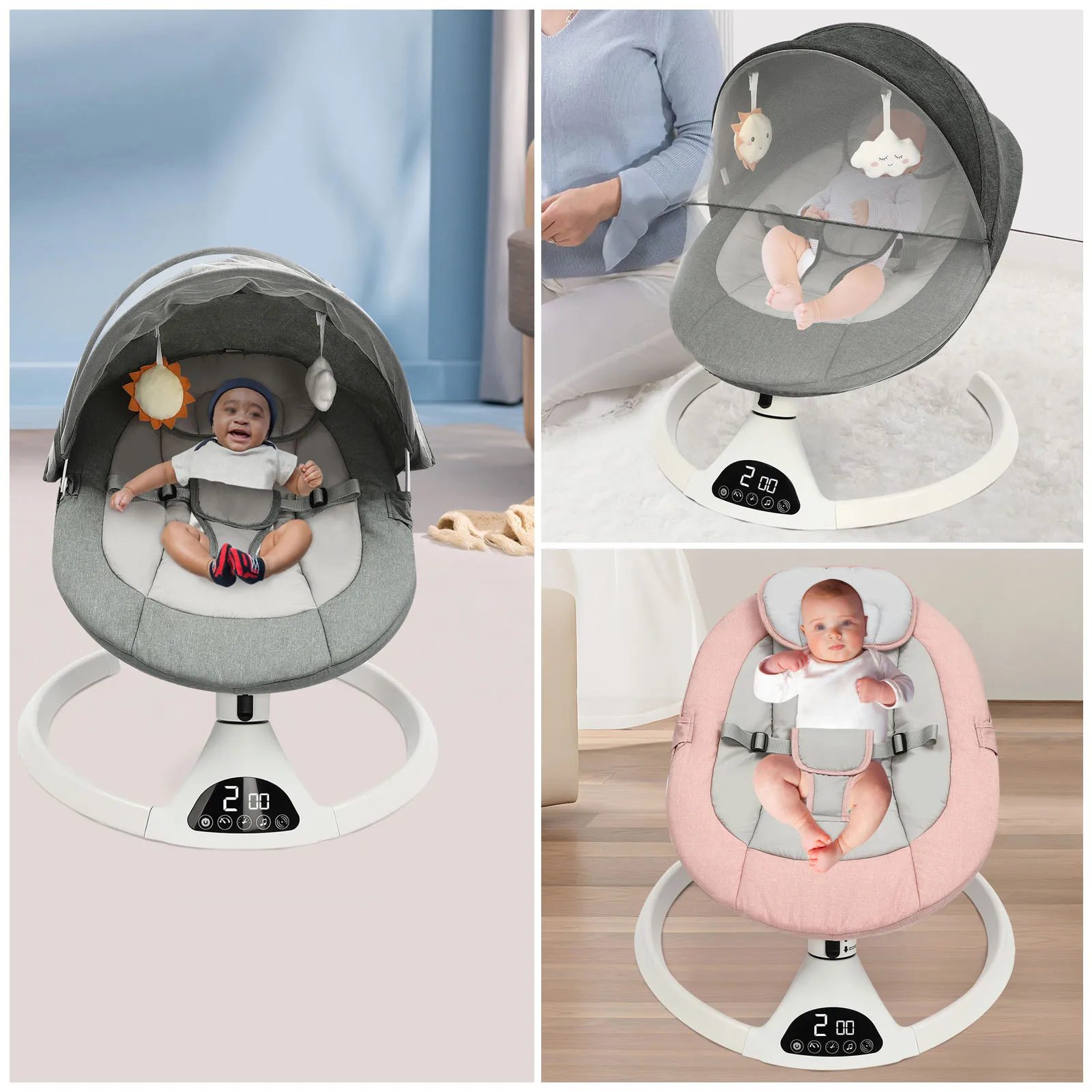 Baby Rocker Electric Baby Swing with 5 Vibration Amplitudes Bluetooth Music Baby Rocker with Remote Control up to 12 kg