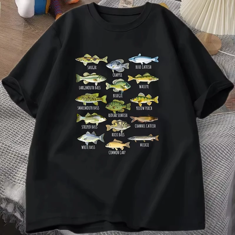 Fishing Shirt for Men Summer Short Sleeve T-Shirt O Neck Tee Shirt Fish Funny Meme Women Graphic T-shirt Casual Short Sleeve Tee