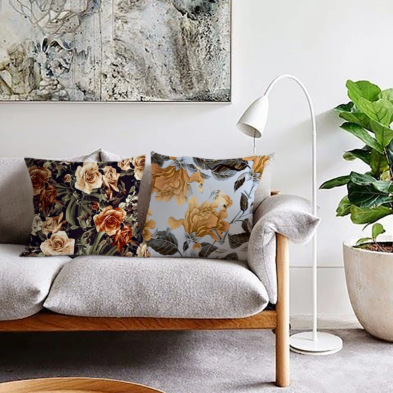 Floral Printed Decorative Cushion Cover Living Room Throw Pillow Covers European Style Home Decor 45x45 Funda Cojin Pillowcase