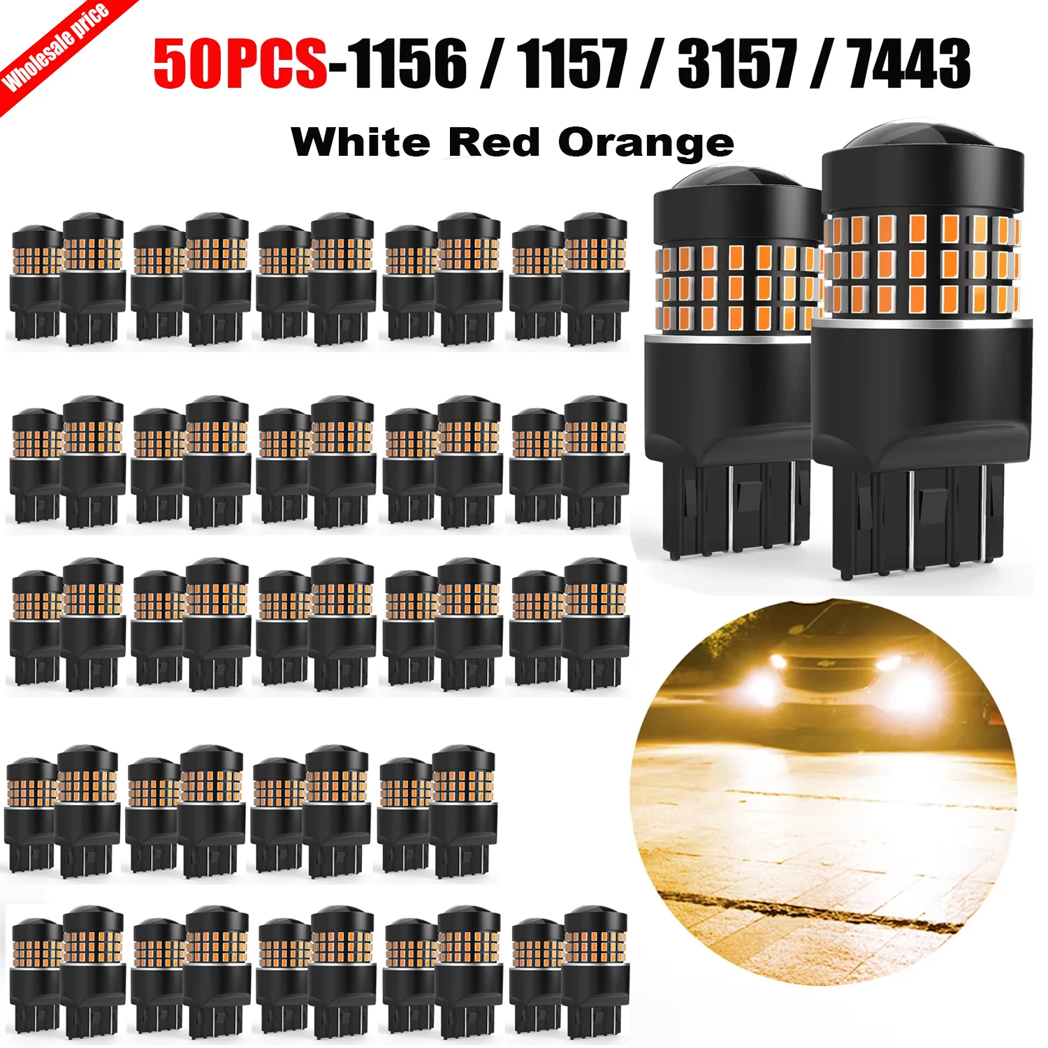 50pcs P21W / BA15S P21/5W / BAY15d T25 W21/5W / T20 LED Turn Signal Bulb For Chevrolet Dacia Fiat Mazda Mini Cooper Opel Renault