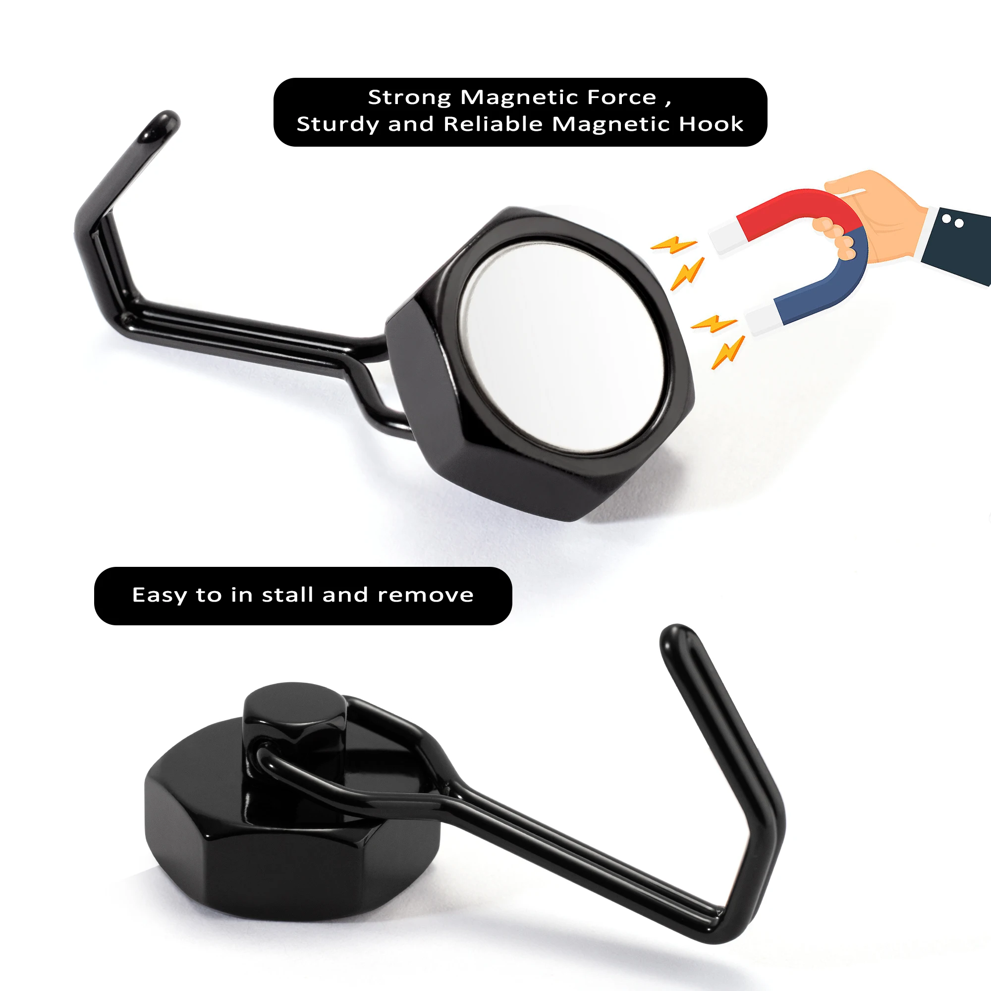 2PCS Strong Magnetic Hooks Storage Holder Hook Home Kitchen Refrigerator Storage Hooks Key Storage Hooks Bathroom Hangers