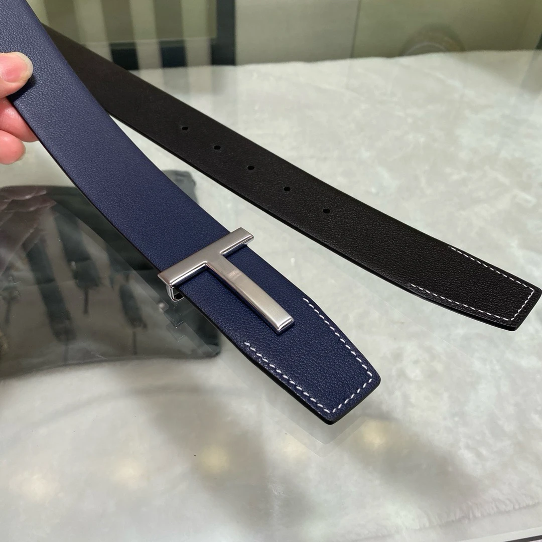 High Quality Designer Belts Men Fashion T Letter Luxury Famous Genuine Leather Belt Jeans Formal Cowskin Black Waist Strap 3.8cm