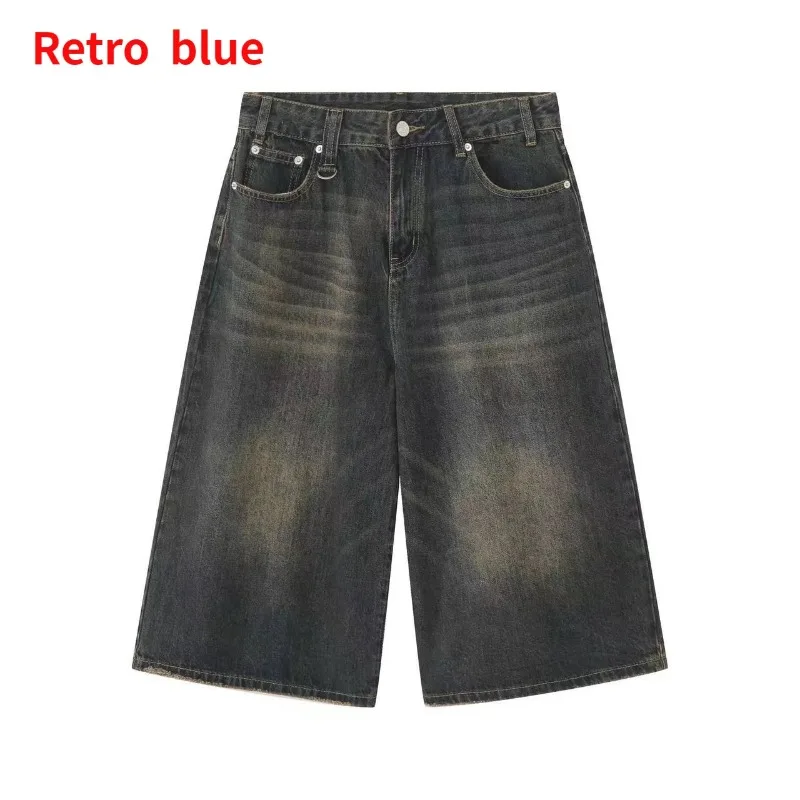 Harajuku Vintage High Waist Shorts Women 2000s Fashion Denim Casual Loose Fit Shorts Y2K Punk Streetwear Style Baggy Shorts