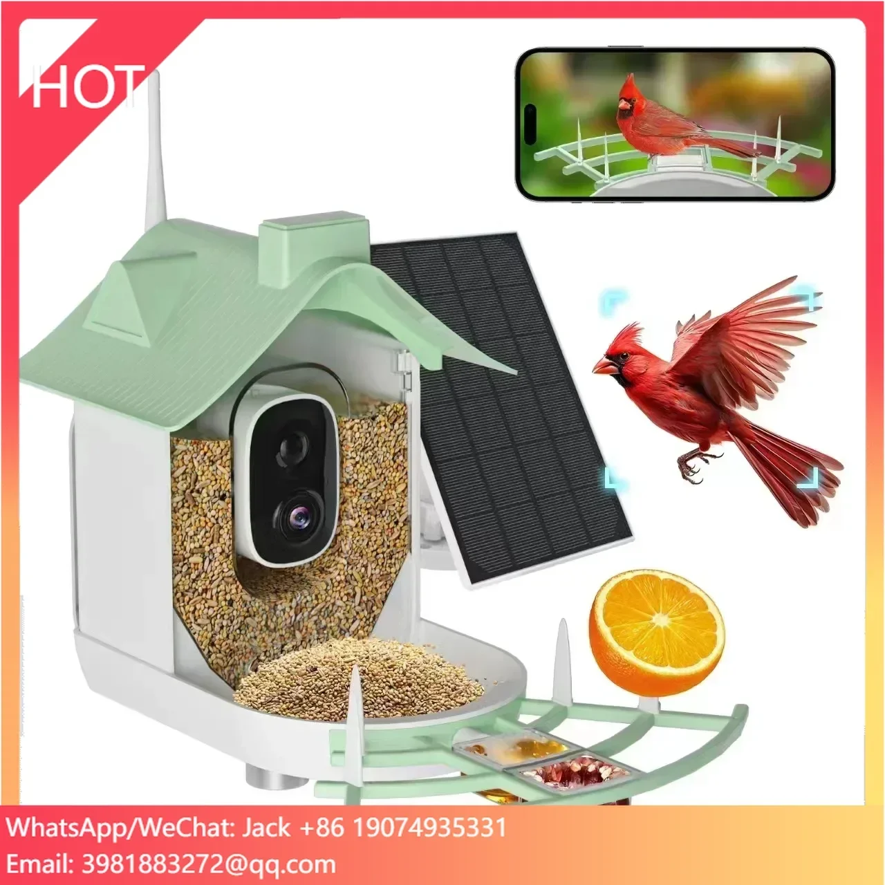 

Wi-Fi кормушка для птиц с камерой и солнечной панелью, AI-идентификация, камера 1080P, автоматическая запись видео, идеальный подарок для любителей птиц