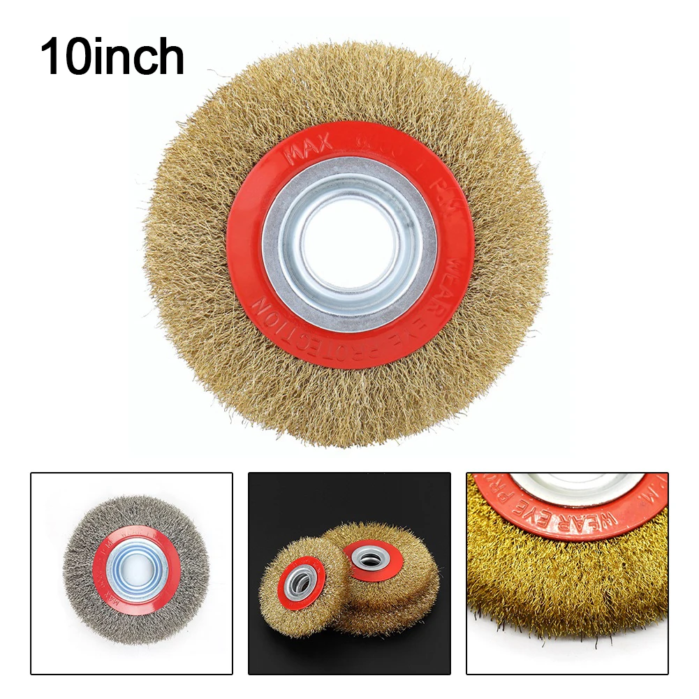 

1pcs 250mm Copper-Plated Steel Wire Brushes For Metal Wood Rust Removal Deburring Polishing Power Tools Accessories