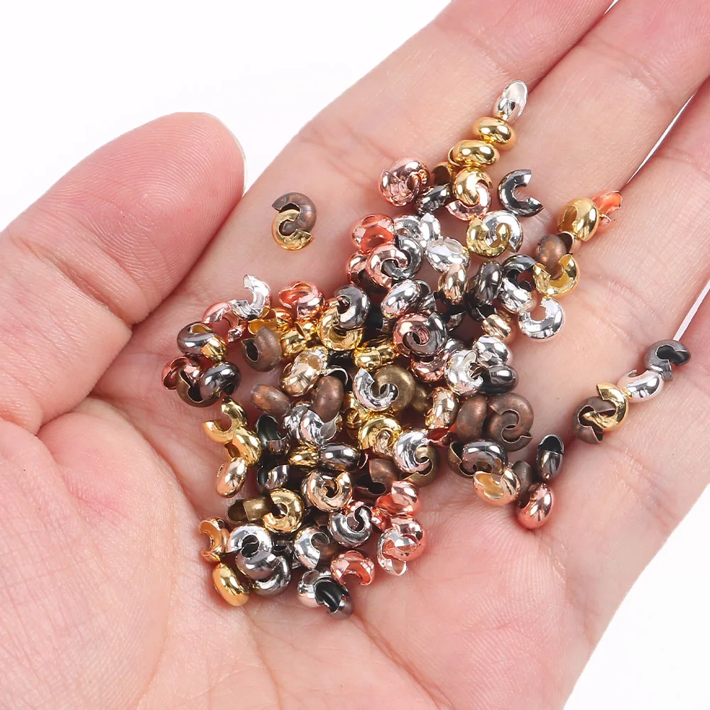 100 قطعة 3/4/5 مللي متر بلون معدني مفتوح حبة مشبك Diy بها بنفسك مواد صنع المجوهرات الاكسسوارات اليدوية مواد صنع المجوهرات