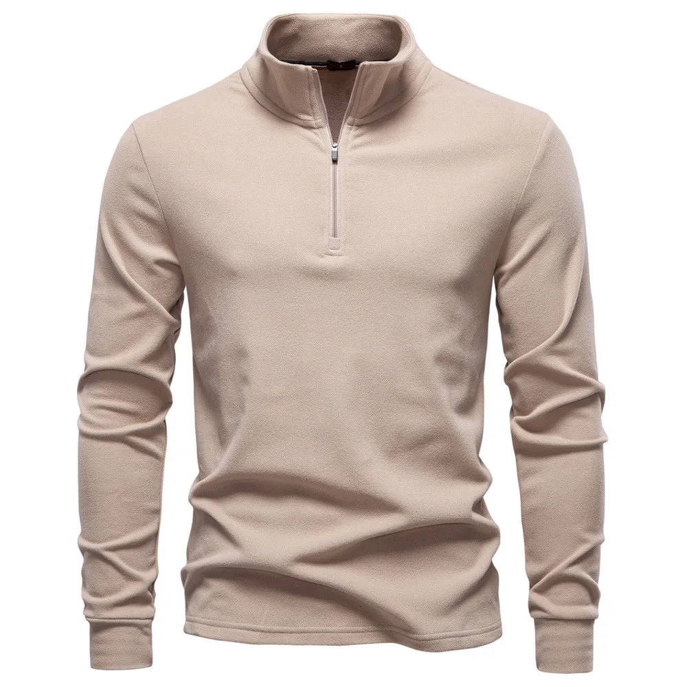 Sweat-shirt à manches longues pour hommes, col montant, demi-fermeture éclair, coque souple, respirant, chaud, pull décontracté, veste Streetwear, nouvelle collection 2025 ‌