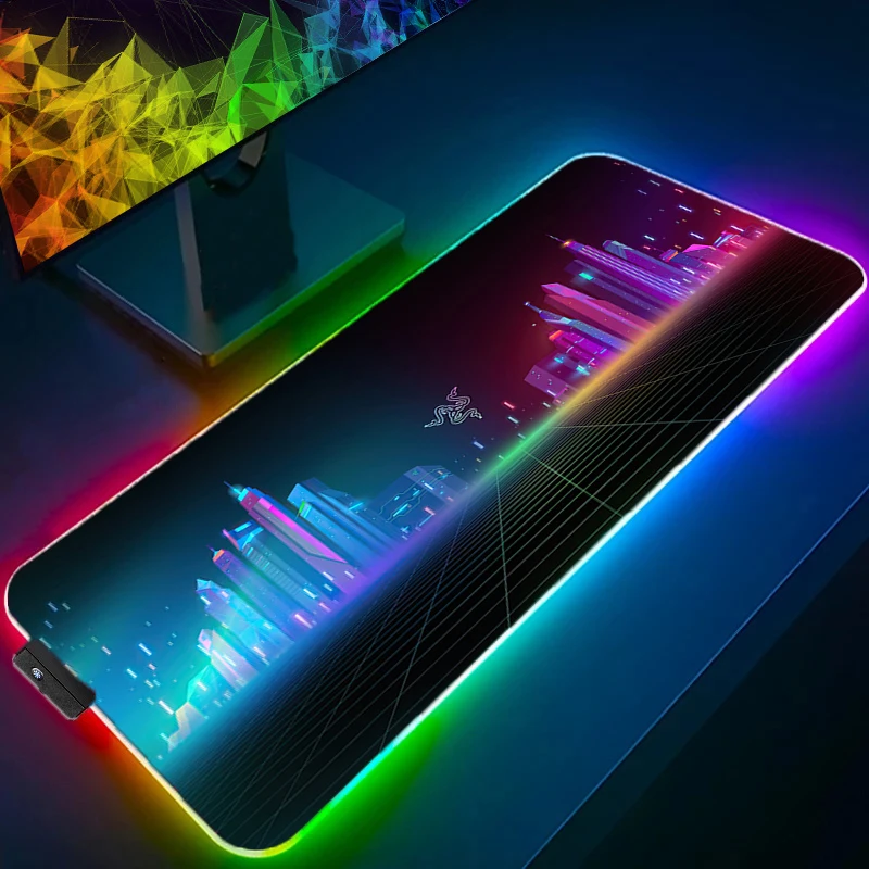 Alfombrilla de ratón LED Razer RGB de lujo, alfombrilla extendida de goma, accesorios HD para PC, alfombrilla antideslizante para escritorio, alfombrillas para juegos, alfombrilla para teclado de ordenador portátil