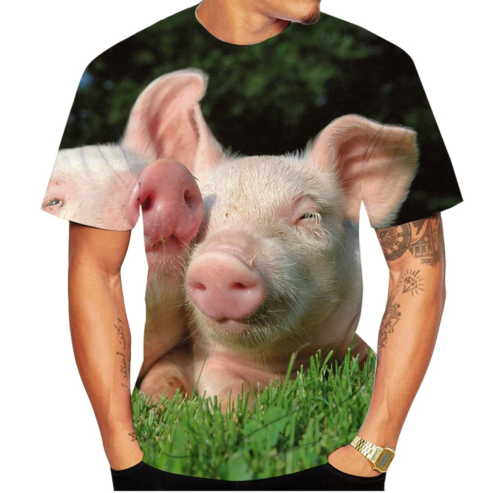 Summer New 3D Printing Cute Piggy Men\'s and Women\'s Short Sleeve Animal Printing Fashion Personalized T-shirt Funny Fat Pig T