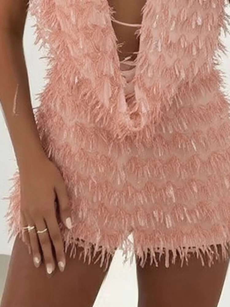 

Женский топ с глубоким вырезом и v-образным вырезом + мини-юбка Клубный наряд для вечеринки Летний простой однотонный костюм без рукавов Сексуальная спинка Тонкий комплект из 2 предметов