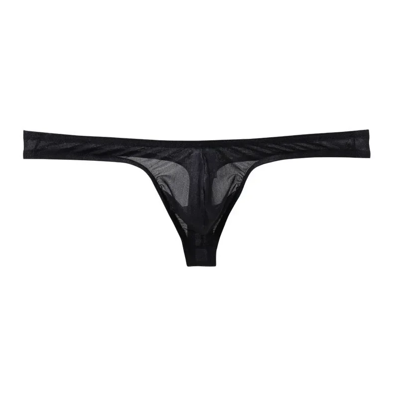 5PCS Men's Sexy See-through Ice Silk Thong G-string Mesh Sheer Stretchy Seamless Panties Transparent Ultra-Thin Thongs Underwear