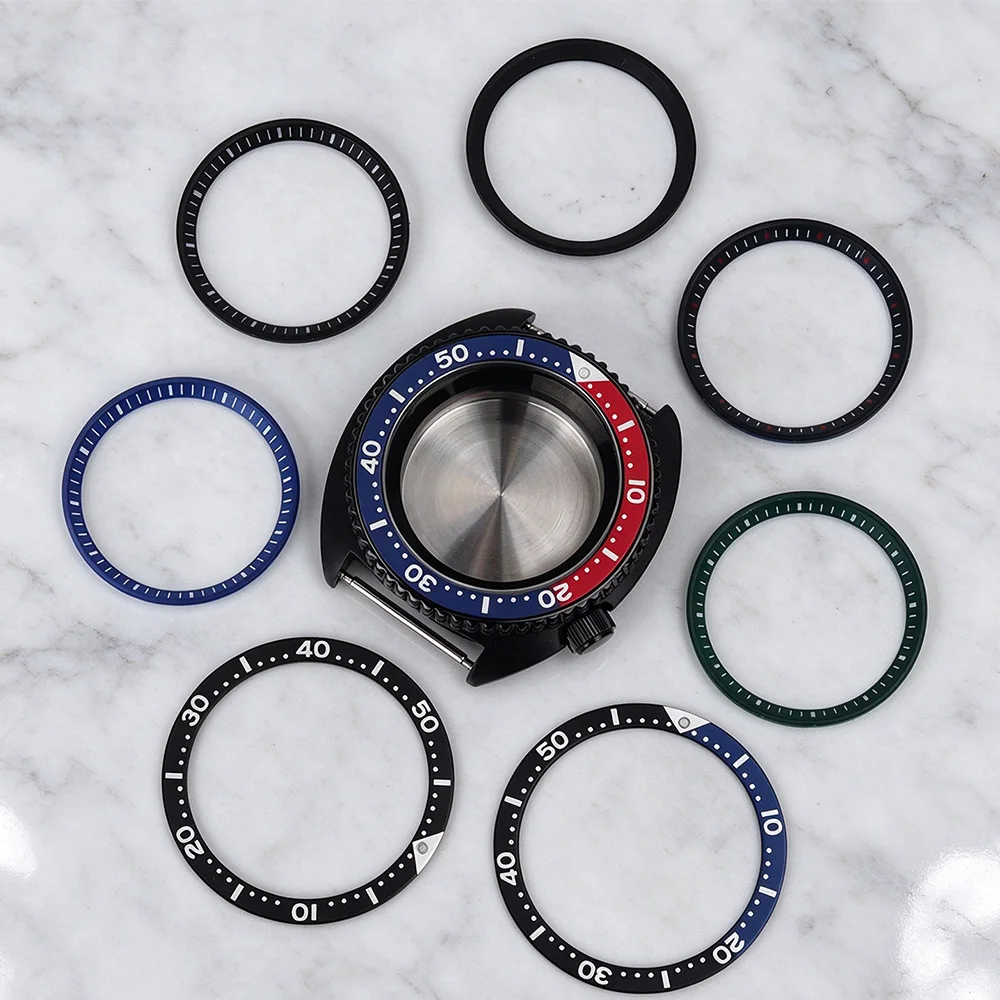 45mm 20ATM Dive Watch Case Sapphire Glass 120 Clicks for NH35 NH36 NH38 NH72 Mod 6105 Turtle Abalone Case Deep Blue Chapter Ring