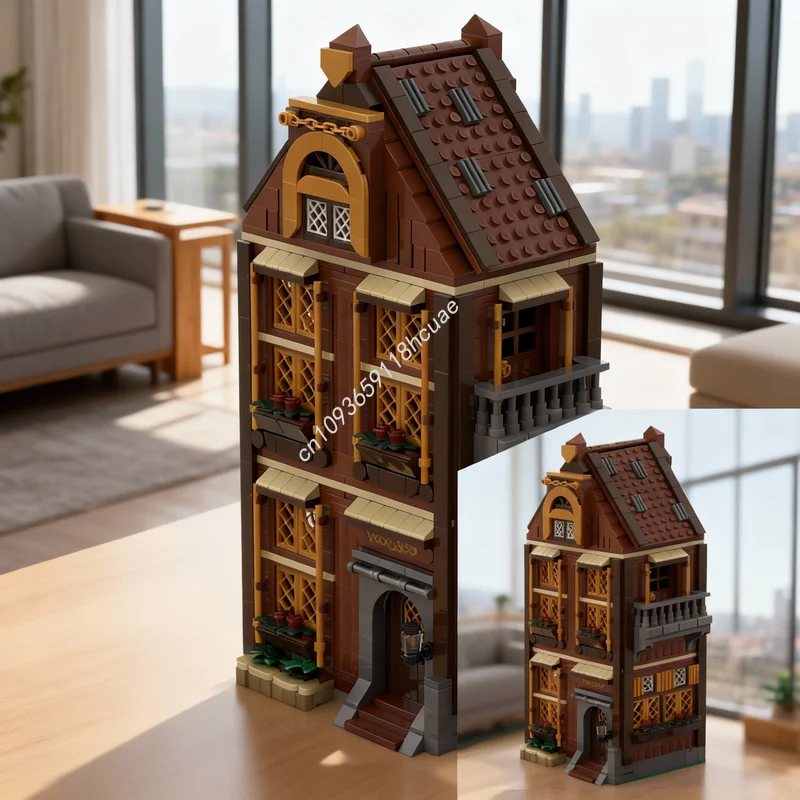 

1080pcs MOC Modular Streetscape Medieval Apartment Model Building Blocks Construction Idea DIY Toys Christmas Gifts Education