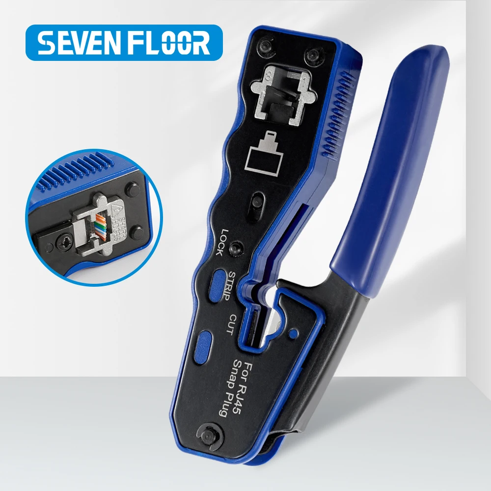 

RJ45 Crimp Tool Pass Through Crimper Cutter for Cat6a Cat6 Cat5 8P8C Modular Connector Ethernet All-in-one Wire Tool