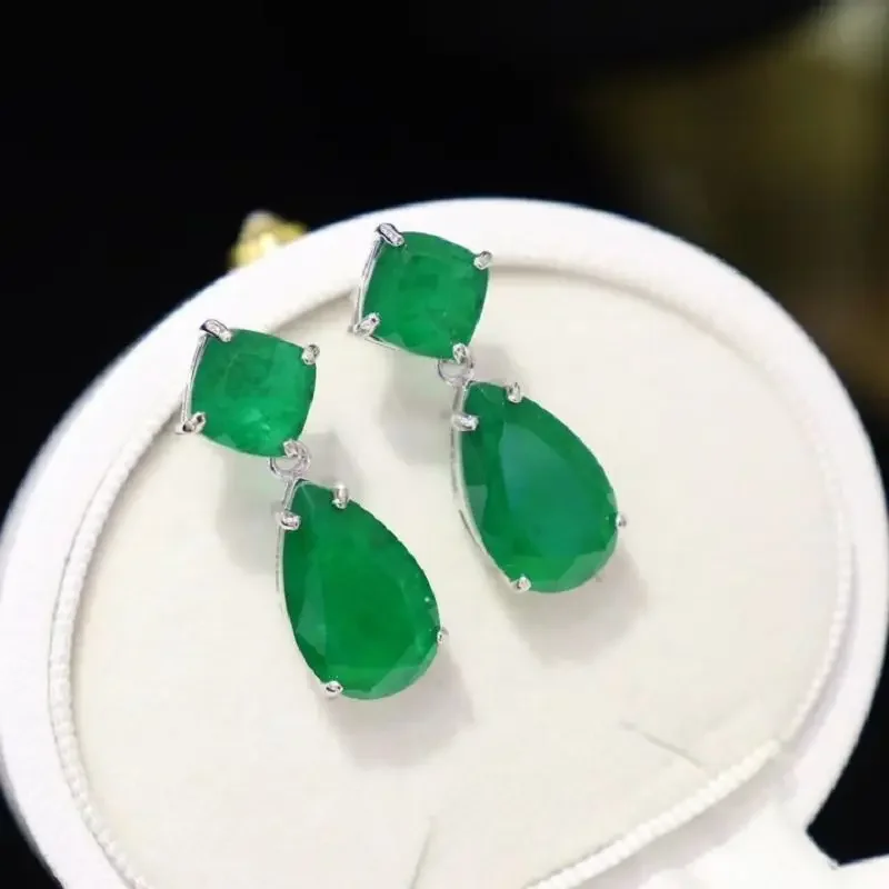 

Ruihe New Fashion Created Emerald Color Pear Shape Earrings 925 Silver 5A+ Cubic Zirconia Stone Gemstone Jewelry for Women Gifts