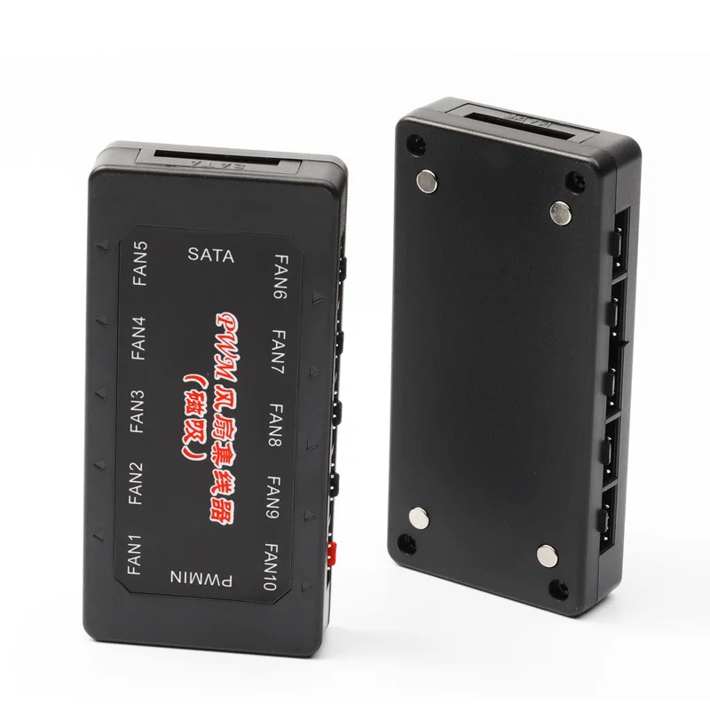 حالة الكمبيوتر 10 منافذ وحدة تحكم في سرعة المروحة محور المغناطيسي 10 اتجاهات مروحة محور 3pin/4pin مروحة موسع Sata IDE/موليكس امدادات الطاقة