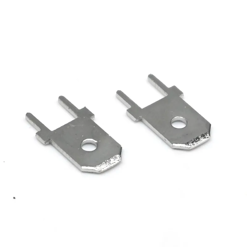 6.3mm Brass Tin Plated Solderless Tab PCB Terminal Block Connector 0.8mm Direct Insertion Plug for Electrical Wiring