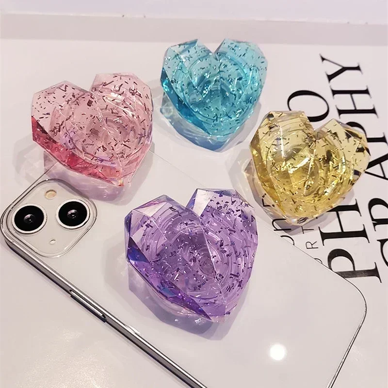

Милый 3D Diamond Love Heart держатель для телефона Grip Tok кронштейн для IPhone 14, универсальная складная подставка Samsung Griptok