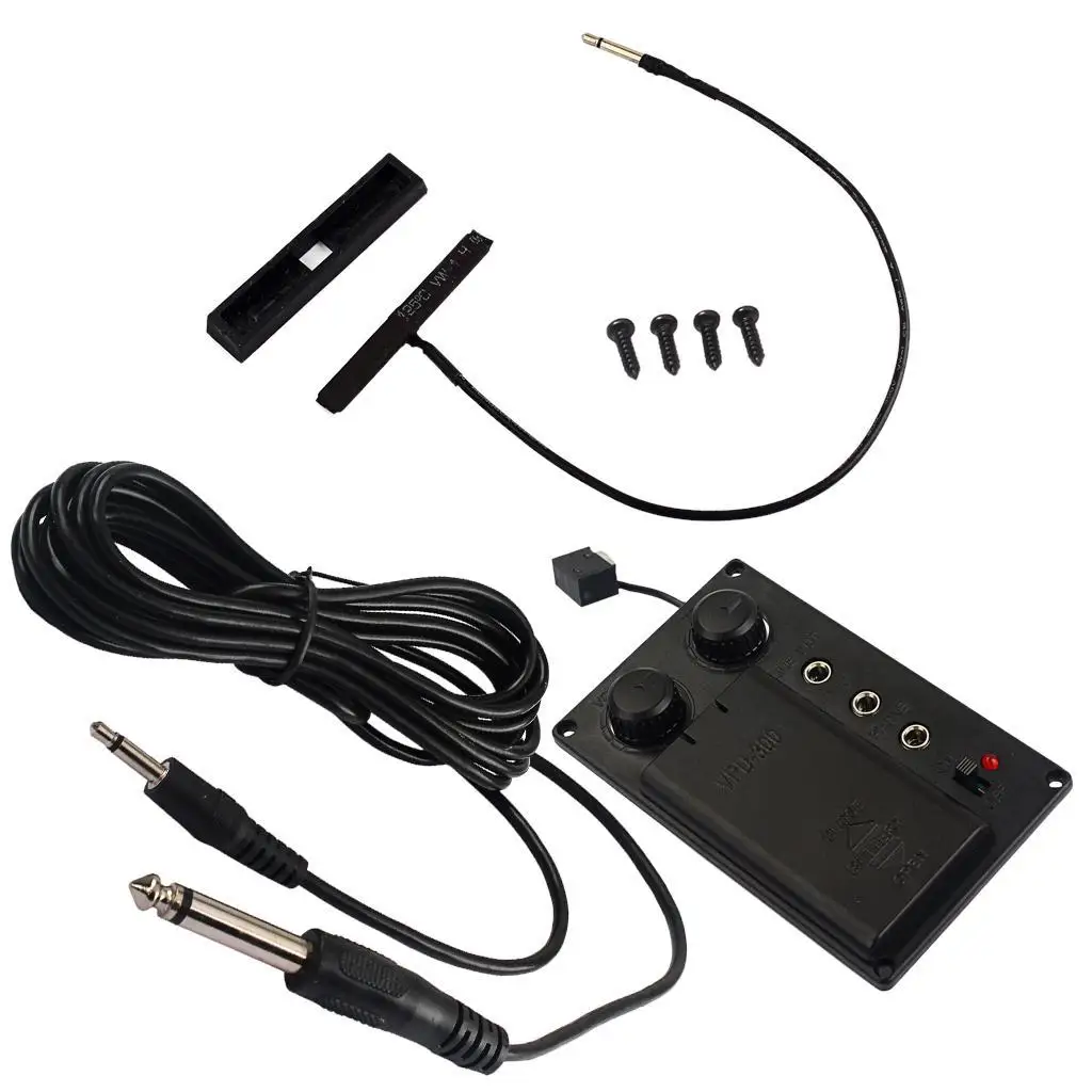 Metal Electric Violin Pickup Adjustable EQ Pickup Preamp Transducer With Piezo