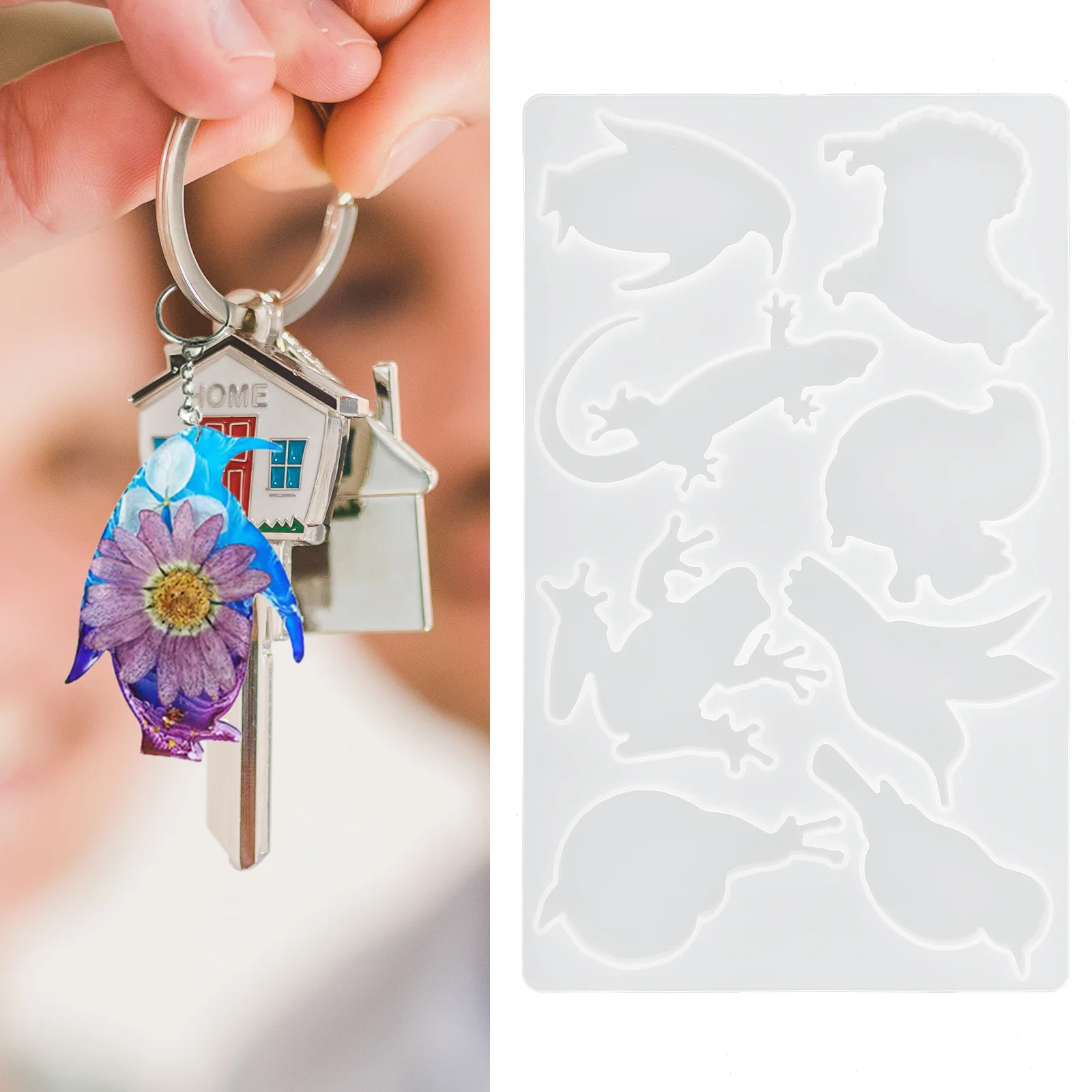 الحيوان قلادة المفاتيح قالب سيليكون Diy بها بنفسك الحرف قالب لراتنجات الايبوكسي غير عصا مرنة الحيوان على شكل أداة ديكور مجوهرات #3