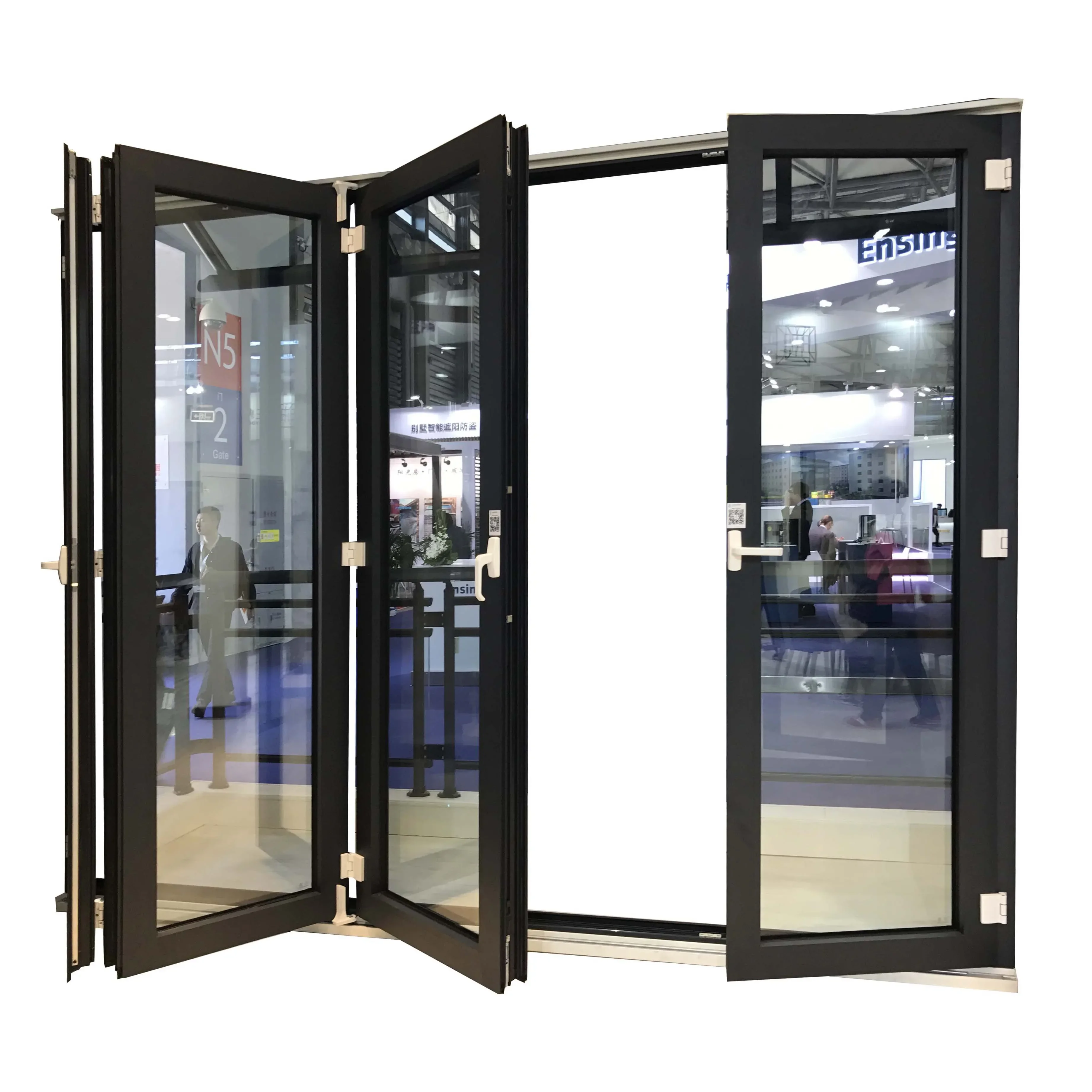 Outdoor Waterproof Aluminium Folding Doors with Blinds Tempered Glass Aluminium Bi fold Door