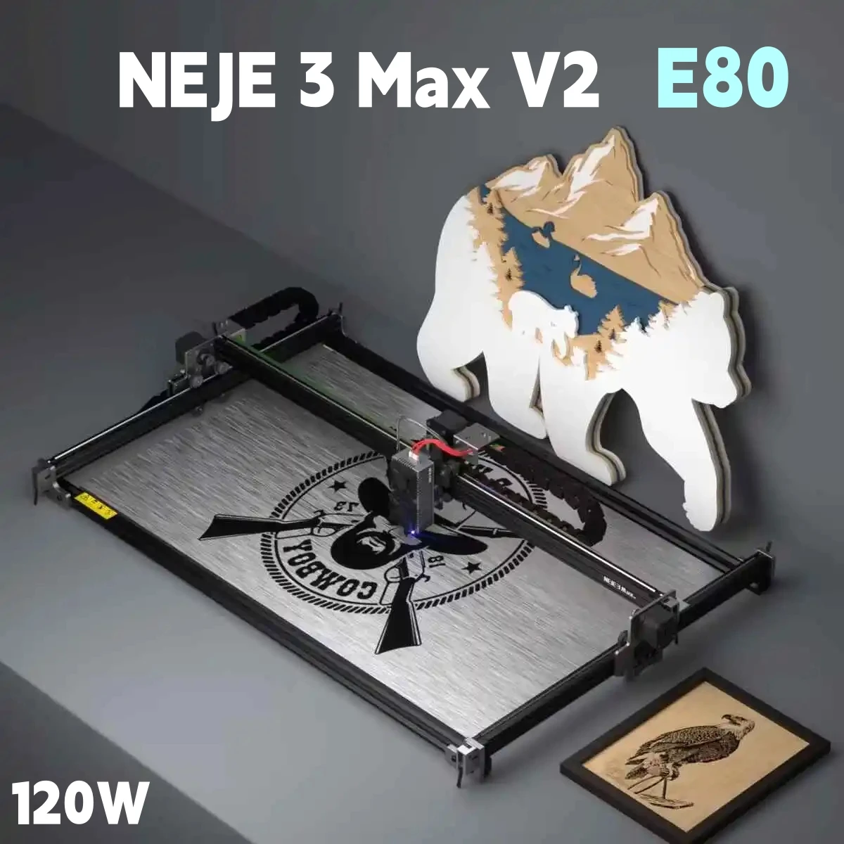 

NEJE 3 Max V2 E80 CNC 120W Laser Engraving Machine Professional Four Diode Powerful Wood Cutting DIY Tools Cup Thermal Printer