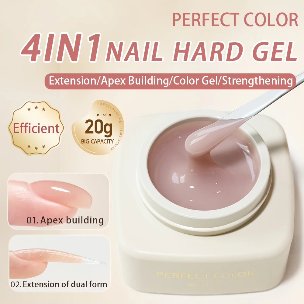 

Гель для наращивания ногтей PERFECT COLOR, 20 г геля для наращивания ногтей с двойной формой для естественного выглядящего твердого геля для ногтей, всесезонный маникюр