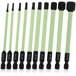 10Pcs 1/4inch S2 Alloy Steel Magnetic Tip Hex Head Allen Wrench Drill Bit Set Impact Cross Hexagonal Metric for Nuts Bolts