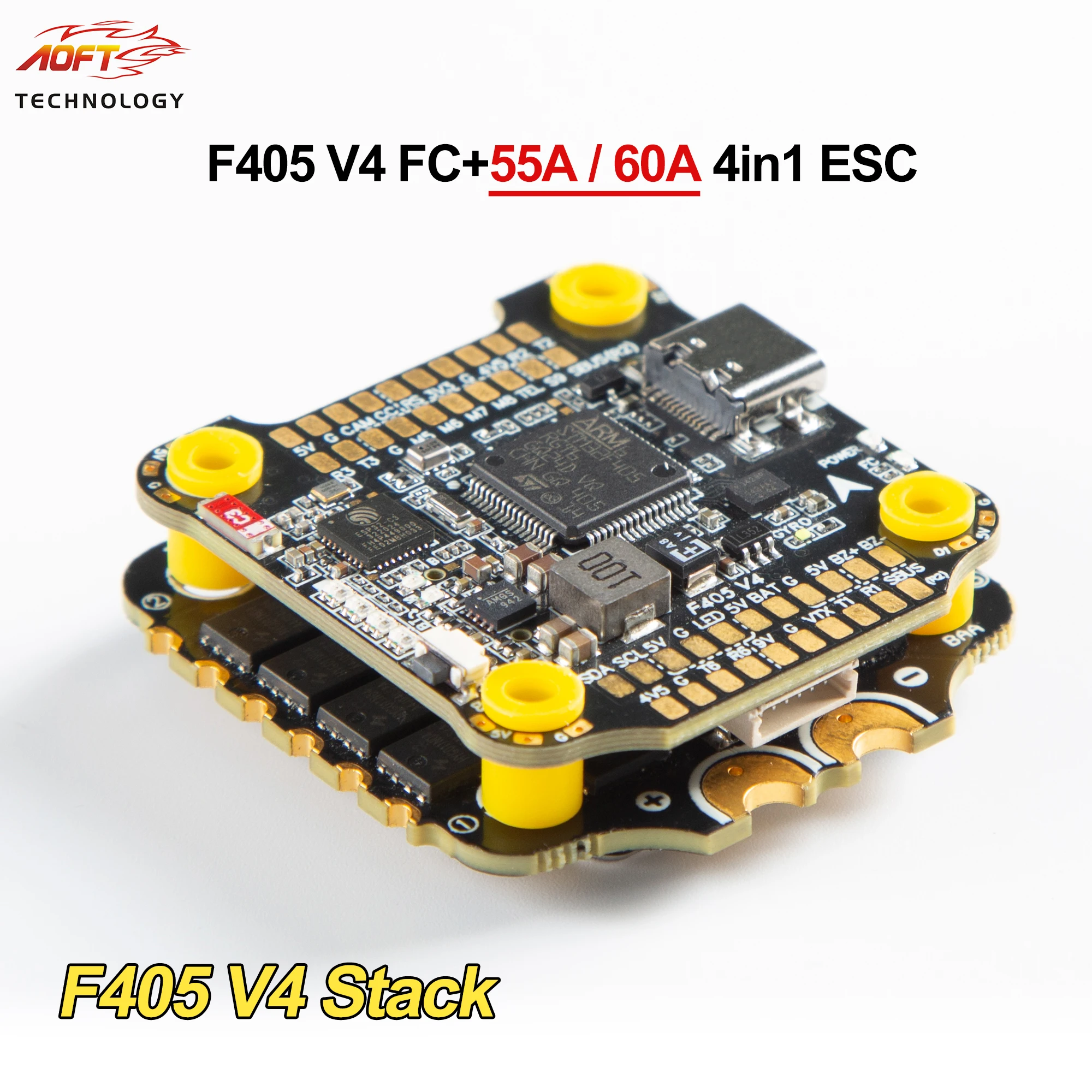 

F405 V4 Stack 30x30 FC&ESC BLHELIS 55A/60A 4in1 ESC F405 Контроллер полета 3-6S LiPo AT7456E чип для RC FPV Quadcopter Part