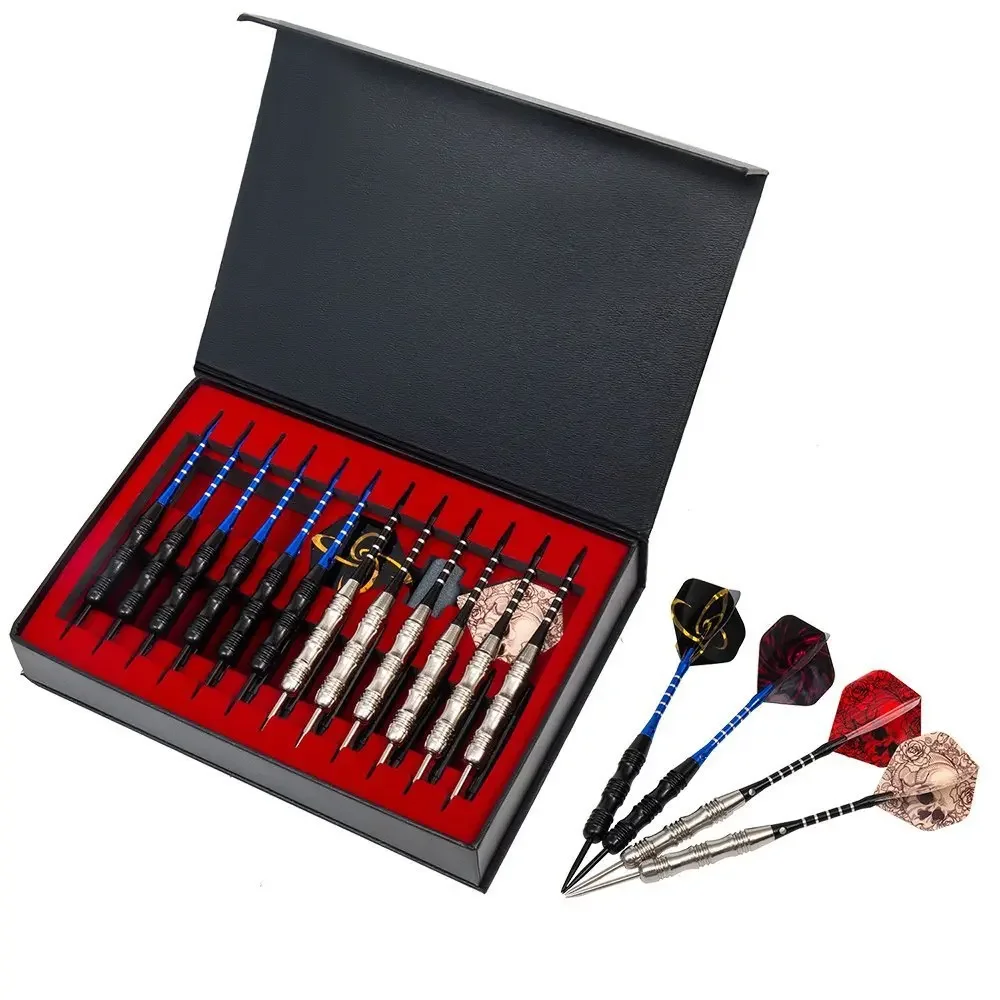 

Hot Selling 12 Pcs/set Steel Tipped Darts Aluminum Dart Accessories Keelstyle 22g Needle Set with Box Soft