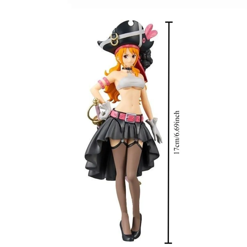 19CM Anime One Piece Nami Schwarze Kleidung Action Figure ONE PIECE FILM RED Dress Up Figur PVC Sammeln Modell Spielzeug kind Geschenk