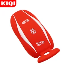 KIQI Silicone Key Cover Remote Fob Pocket for Tesla Model S 3 X Key Covers Case Holder 75D 90D P100D Keychain Car Styling