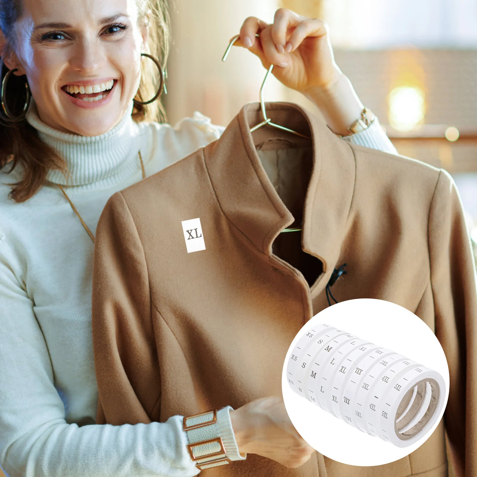 

8pcs 8 Rolls Paper Material Size Labels For Clothing Reusable Washable Universal Apparel Tag Sewing Label Folder Storage Tags