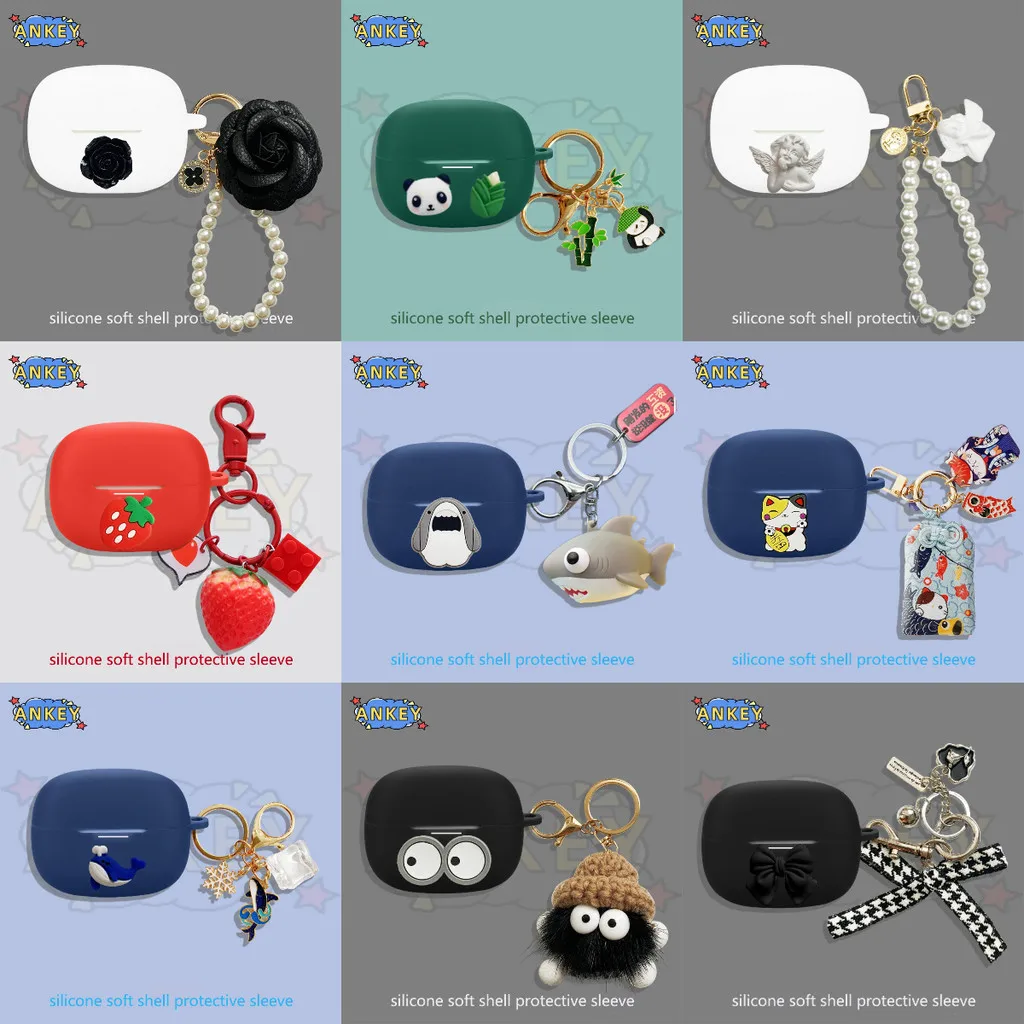 Чехол для Shokz OpenDots One E310, силиконовый чехол, зеленая панда с брелком