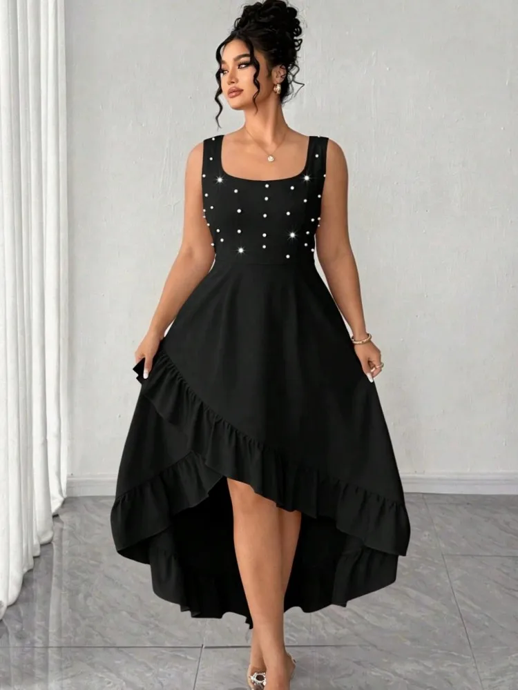 L-4XL Übergrößen-Kleider Damen Sommerkleider Ärmellos Street-Style Lässig 3XL 4XL Große Größen Asymmetrisches Kleid Oversized