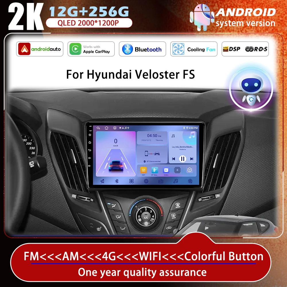 

9 inch for Hyundai Veloster FS 2011 - 2017 Android OS Car Multimedia Radio Player GPS Navi Wireless Carplay WiFi BT 4G Head Unit