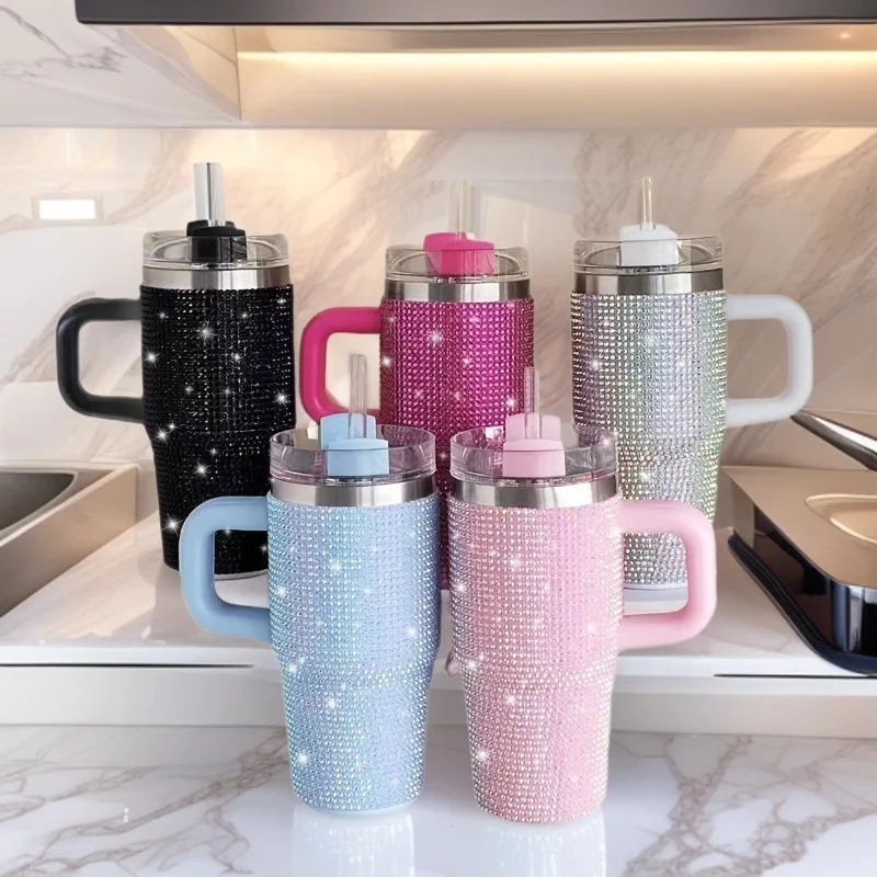 

260 мл инкрустированная бриллиантами чашка для мороженого 304 термос из нержавеющей стали большой емкости утолщенная портативная автомобильная чашка
